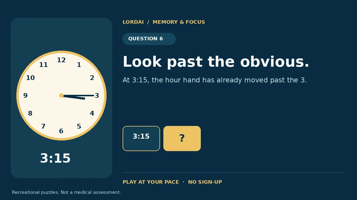 Memory & Focus — Question 6: A quarter past three
